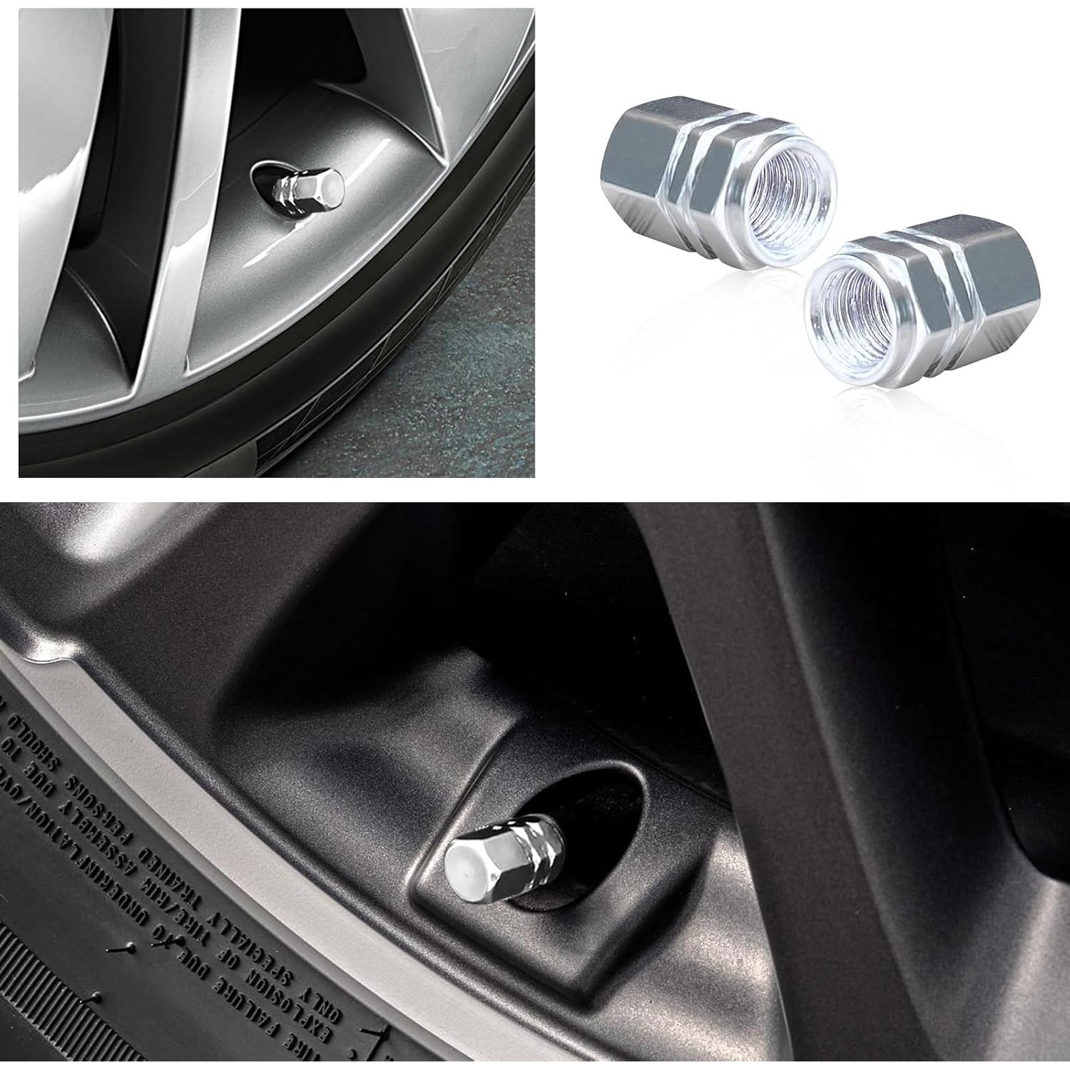 Ziciner Tapones de Válvula de Neumático de Aluminio 8 PCS Plata