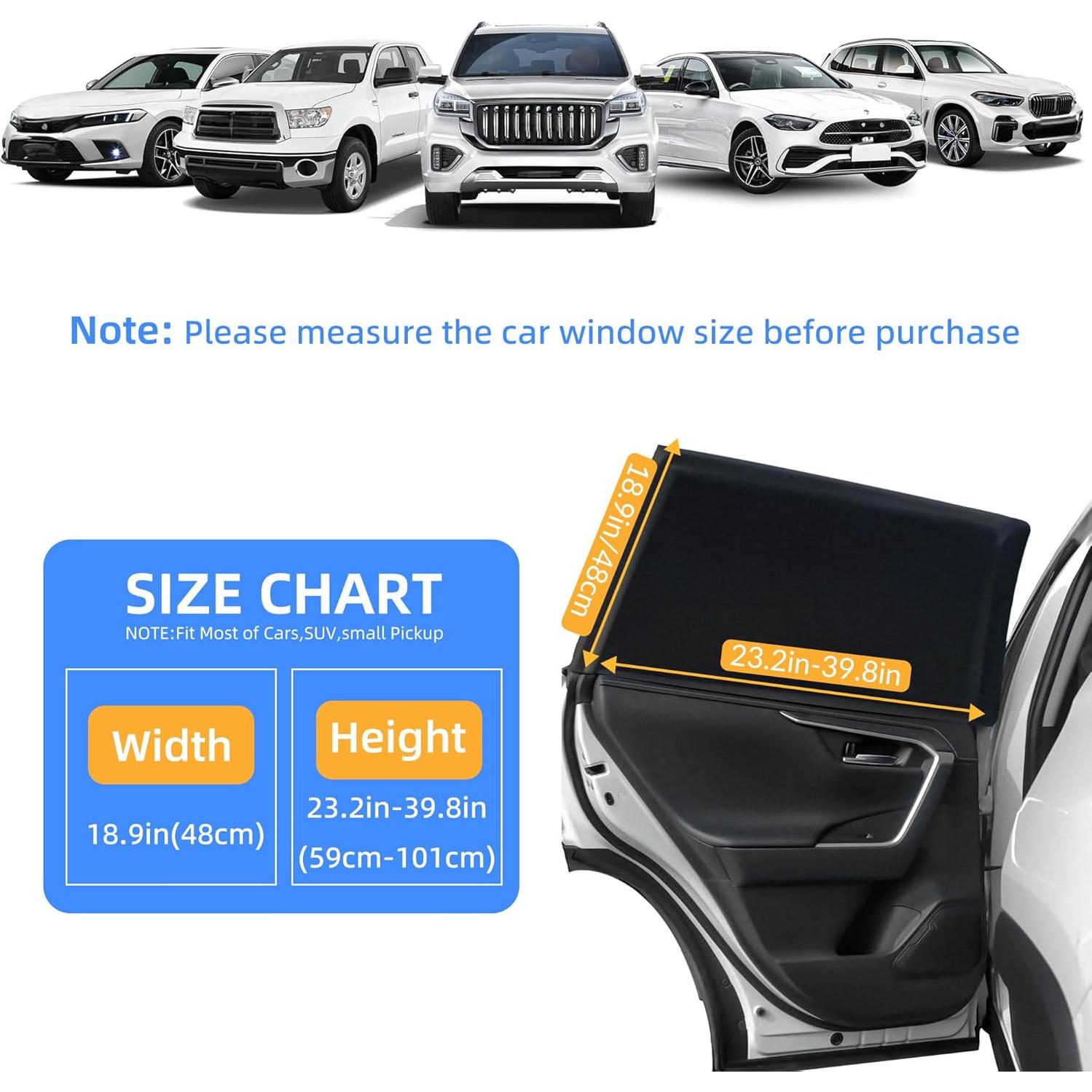 Sombrillas para Ventanas de Auto TechSpanner - Paquete de 2, UV y Privacidad