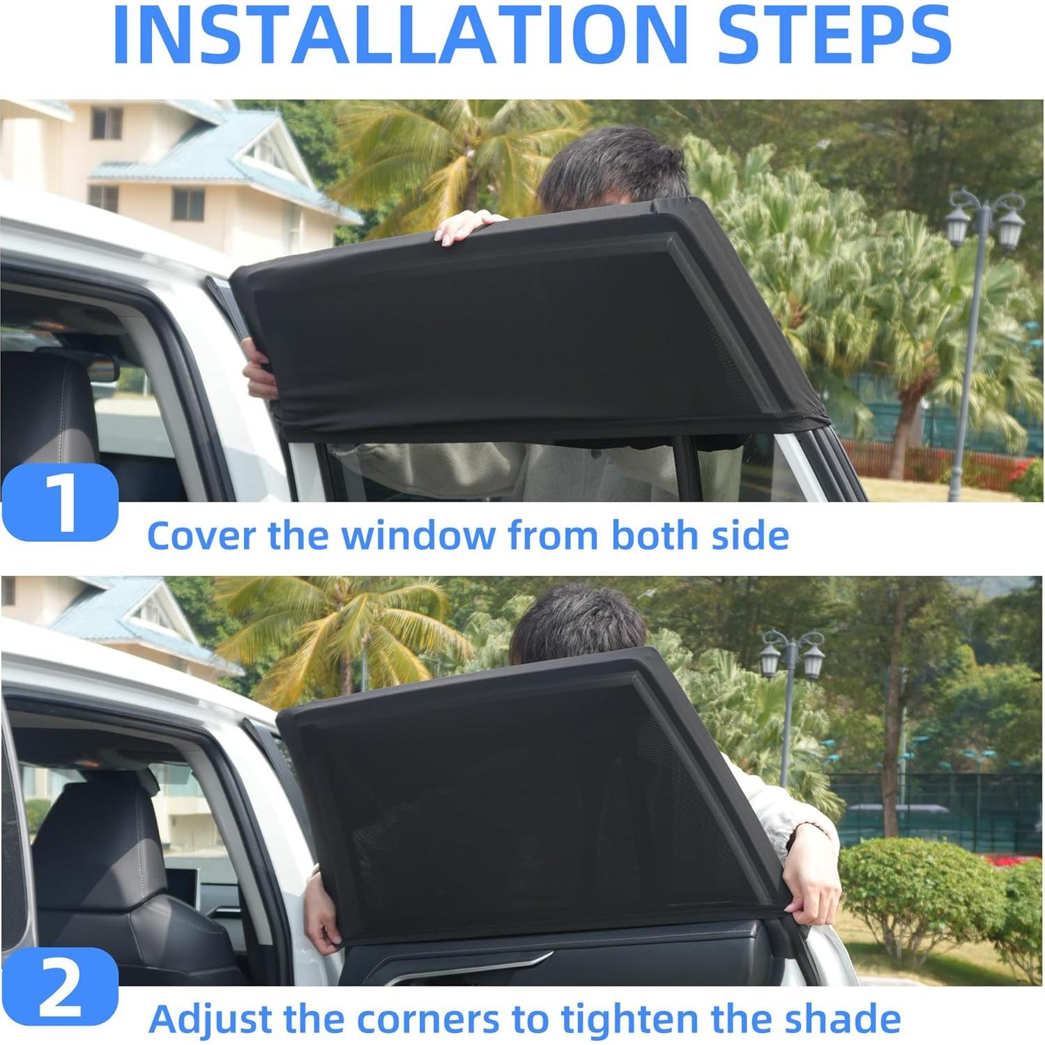 Sombrillas para Ventanas de Auto TechSpanner - Paquete de 2, UV y Privacidad