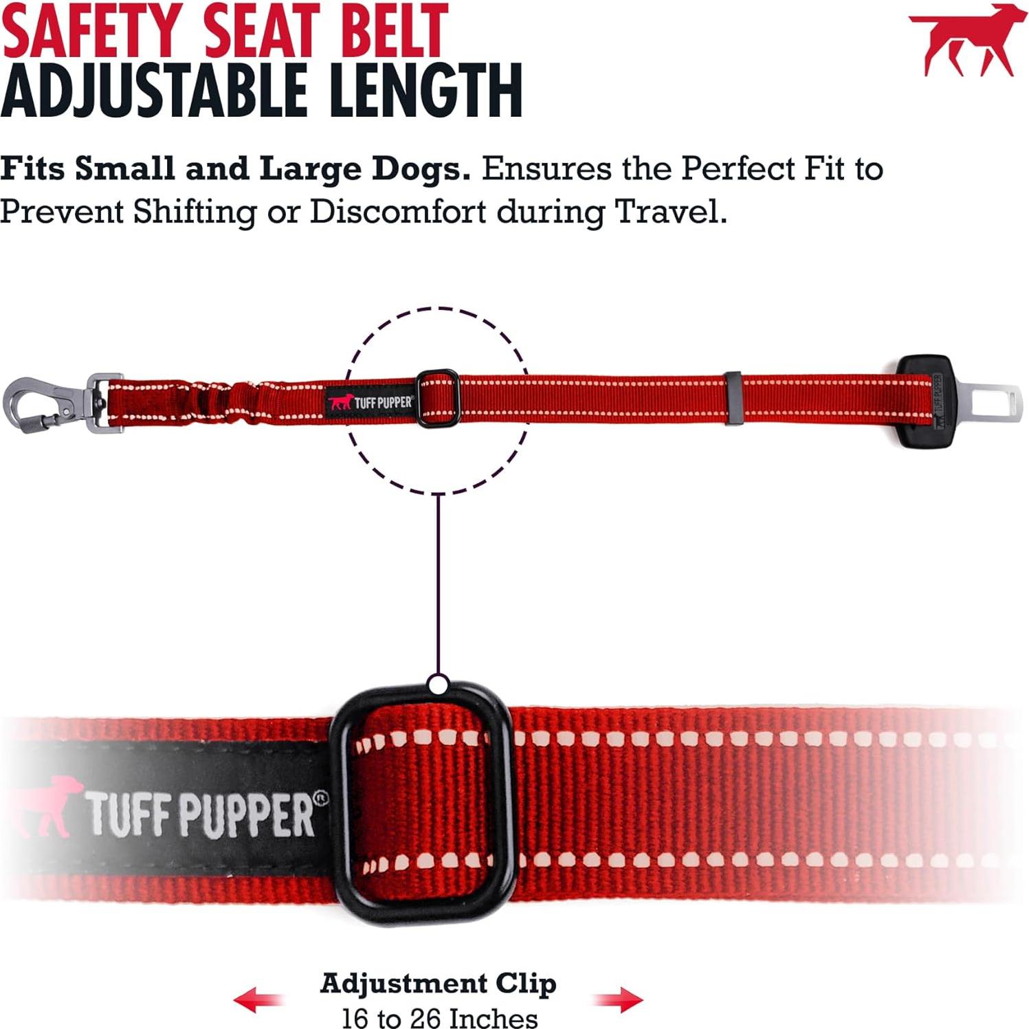 Cinturón de Seguridad para Perros Tuff Pupper Rojo Ajustable