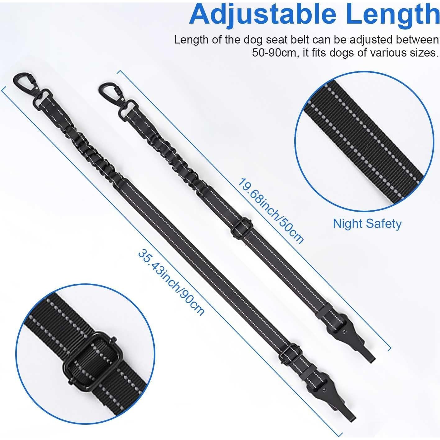 Cinturón de Seguridad para Perros WUGAUWOR 3 en 1 Ajustable 50-90 cm