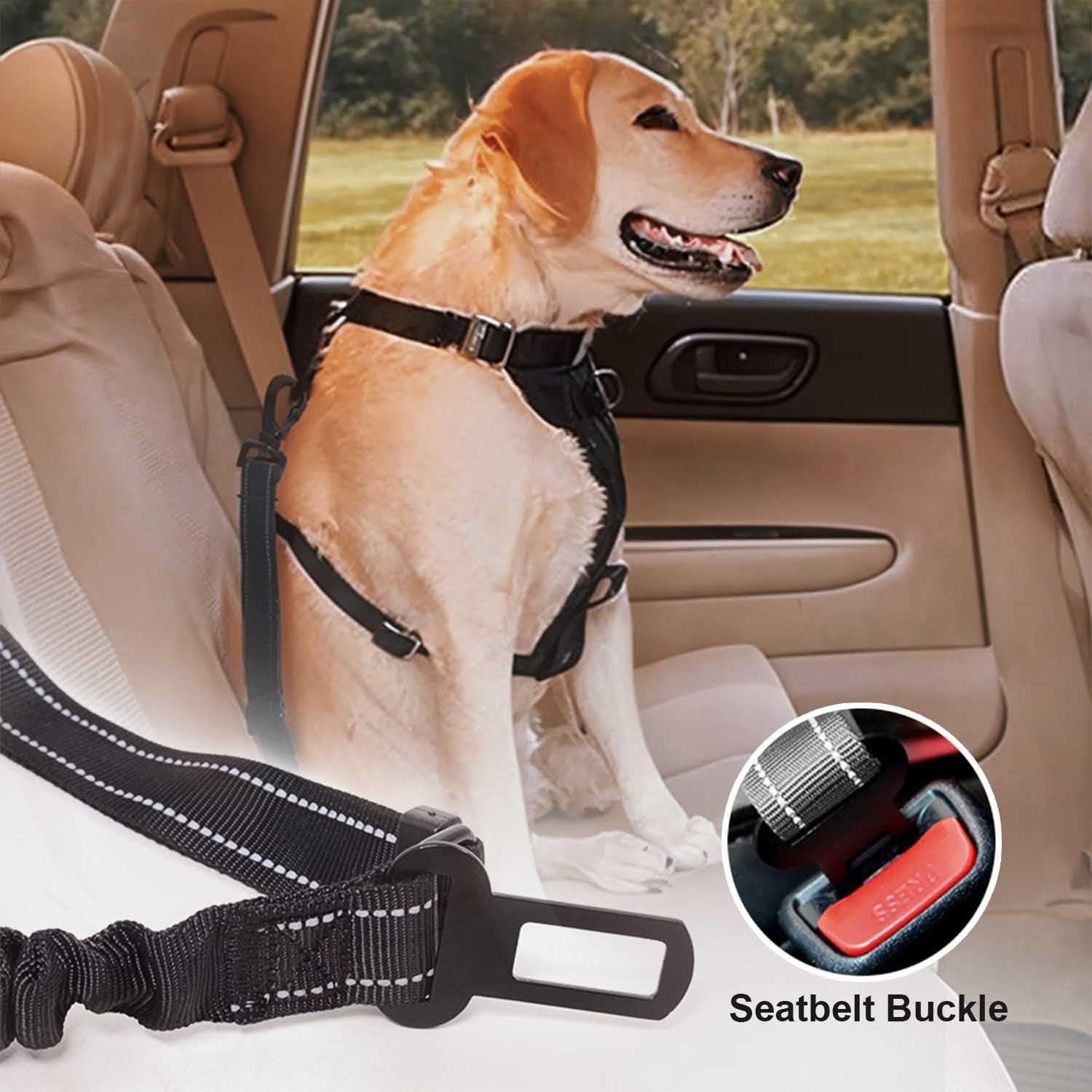 Cinturón de Seguridad para Perros WUGAUWOR 3 en 1 Ajustable 50-90 cm