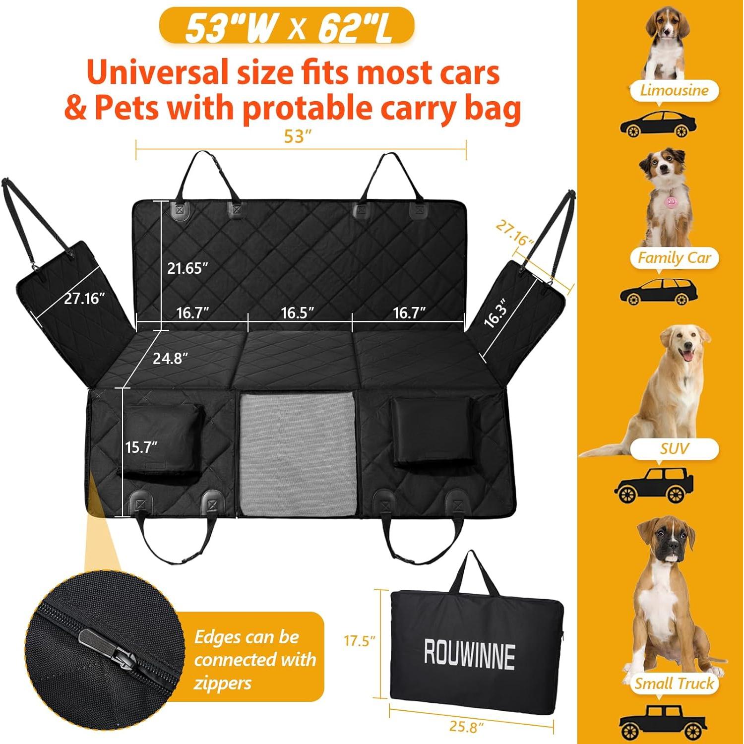 Extensor de Asiento Trasero para Perros ROUWINNE 157.8x132.1cm