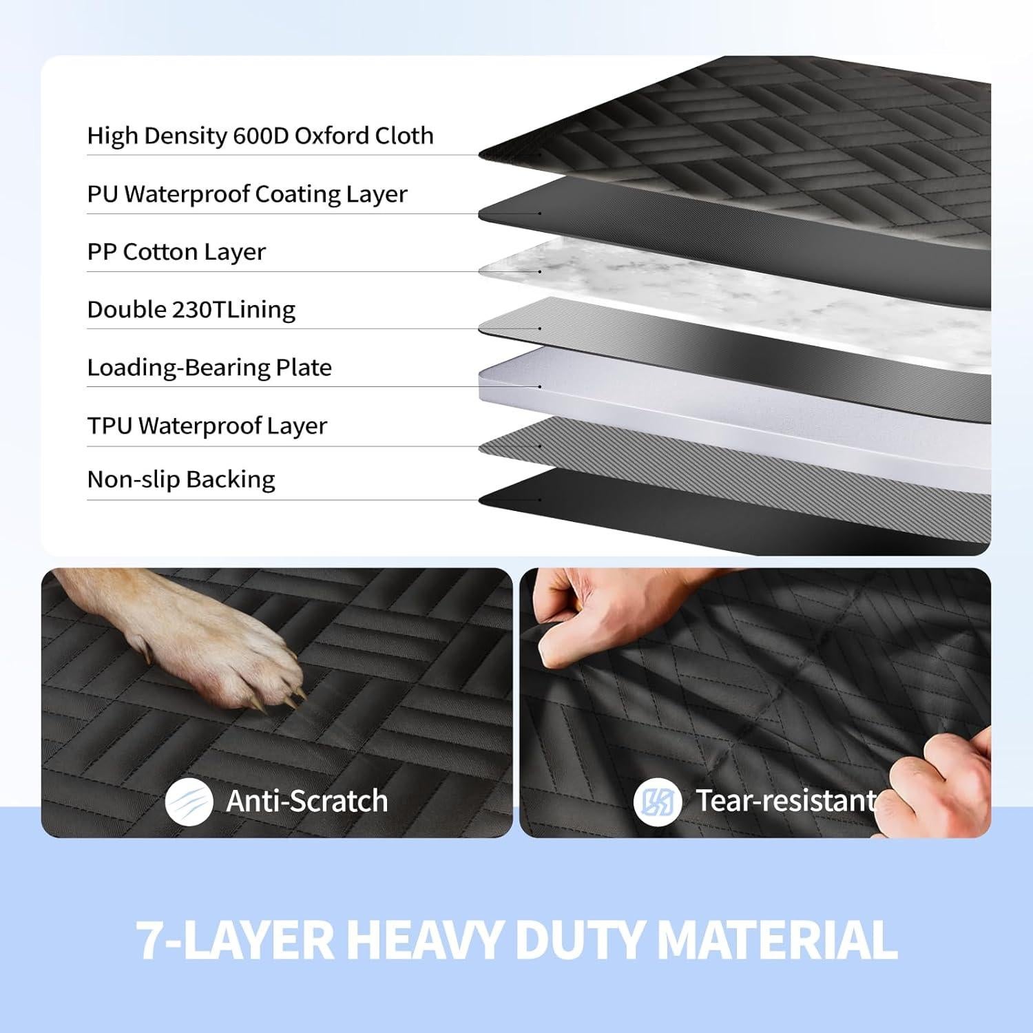 Funda de Asiento para Perros ELLINI - Negro, Soporta 181kg