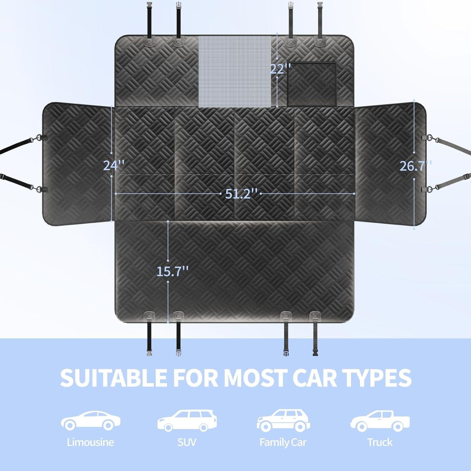 Funda de Asiento para Perros ELLINI - Negro, Soporta 181kg