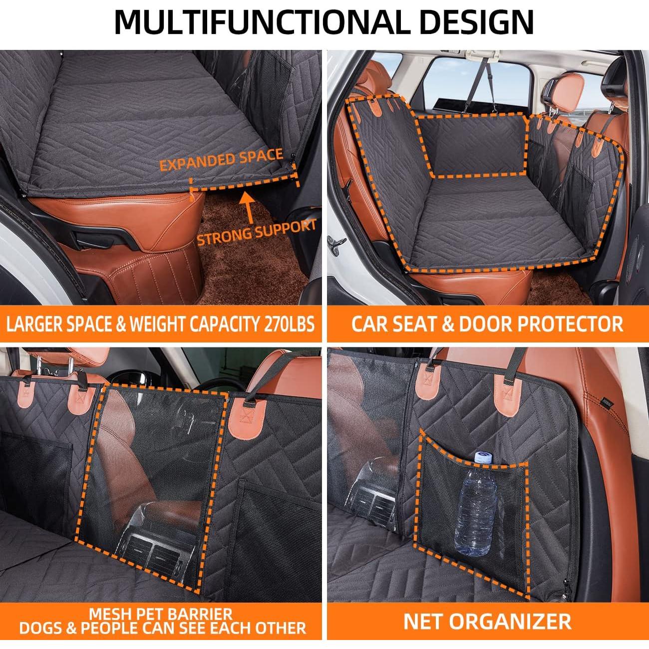 Extensor de Asiento Trasero YJGF para Perros Negro 132x64 cm