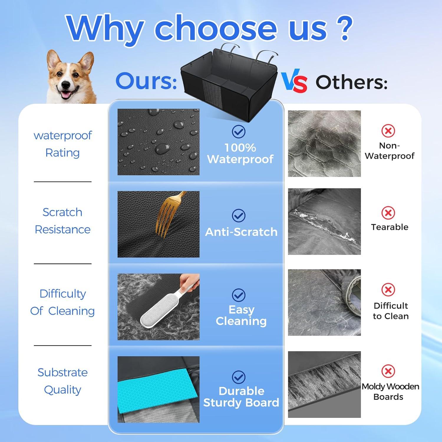 Extensor de Asiento Trasero para Perros HOB4U88 Negro 132x64cm