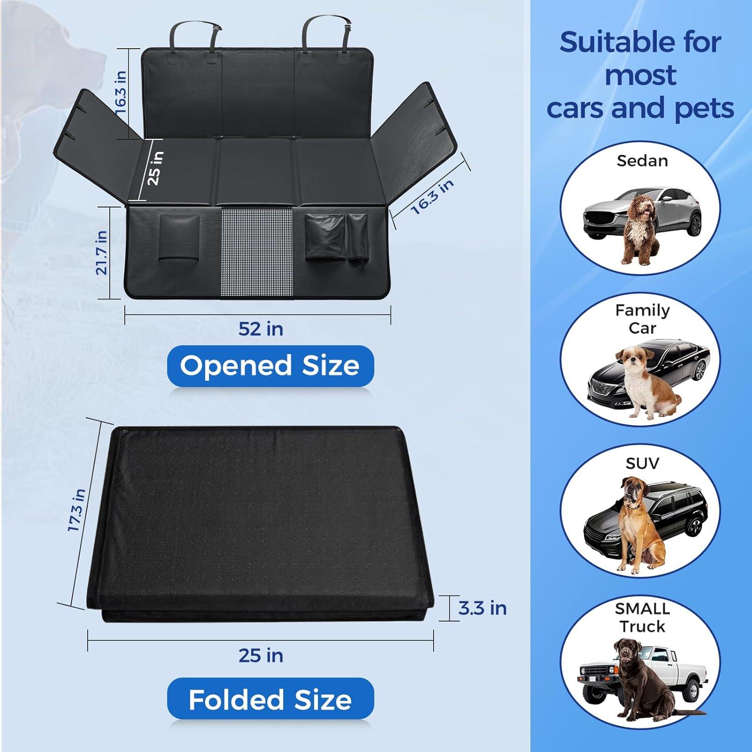 Extensor de Asiento Trasero para Perros HOB4U88 Negro 132x64cm