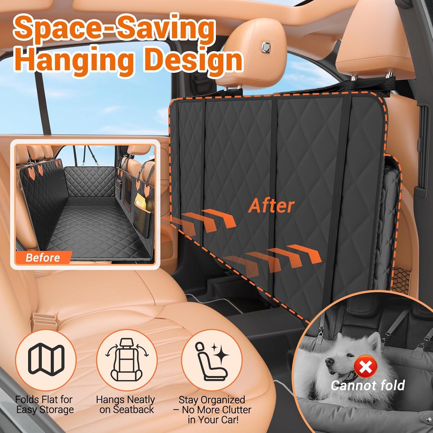 Funda de Asiento de Coche para Perros IJVAE Negra Impermeable