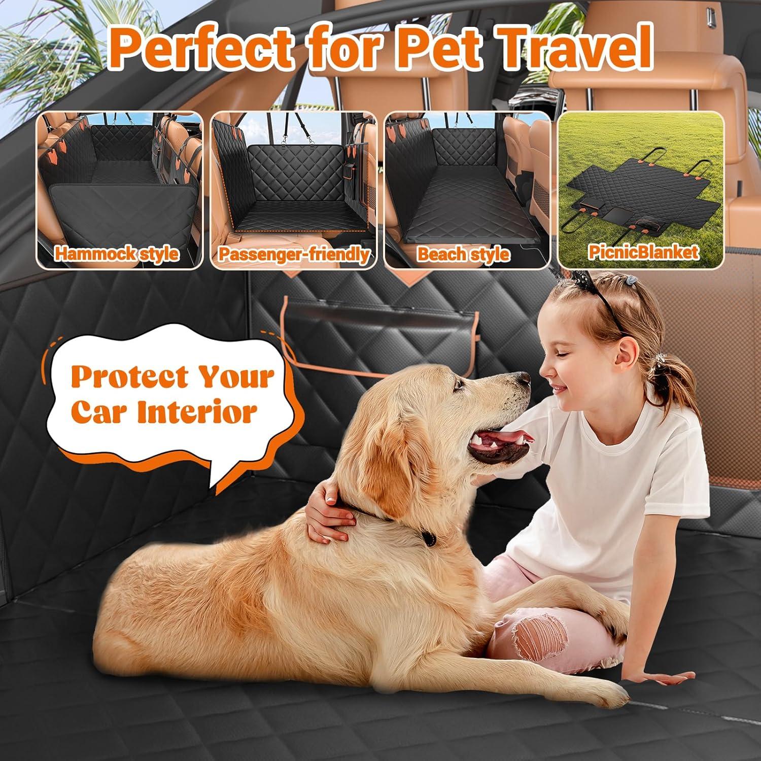 Funda de Asiento de Coche para Perros IJVAE Negra Impermeable