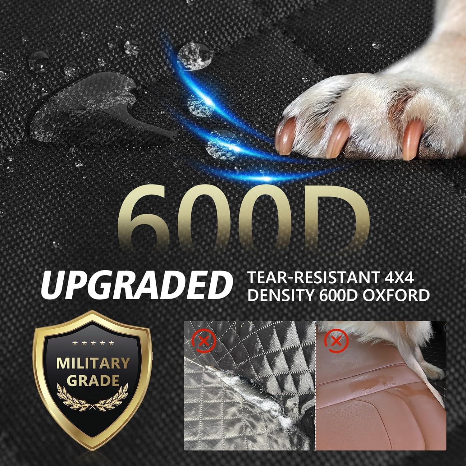 Back Seat Extender for Dogs, Dog Car Seat Cover for Back Seat Supports 420lbs, Hard Bottom Backseat Extender for Dogs, Waterproof Dog Hammock for Car, SUV, Truck Black