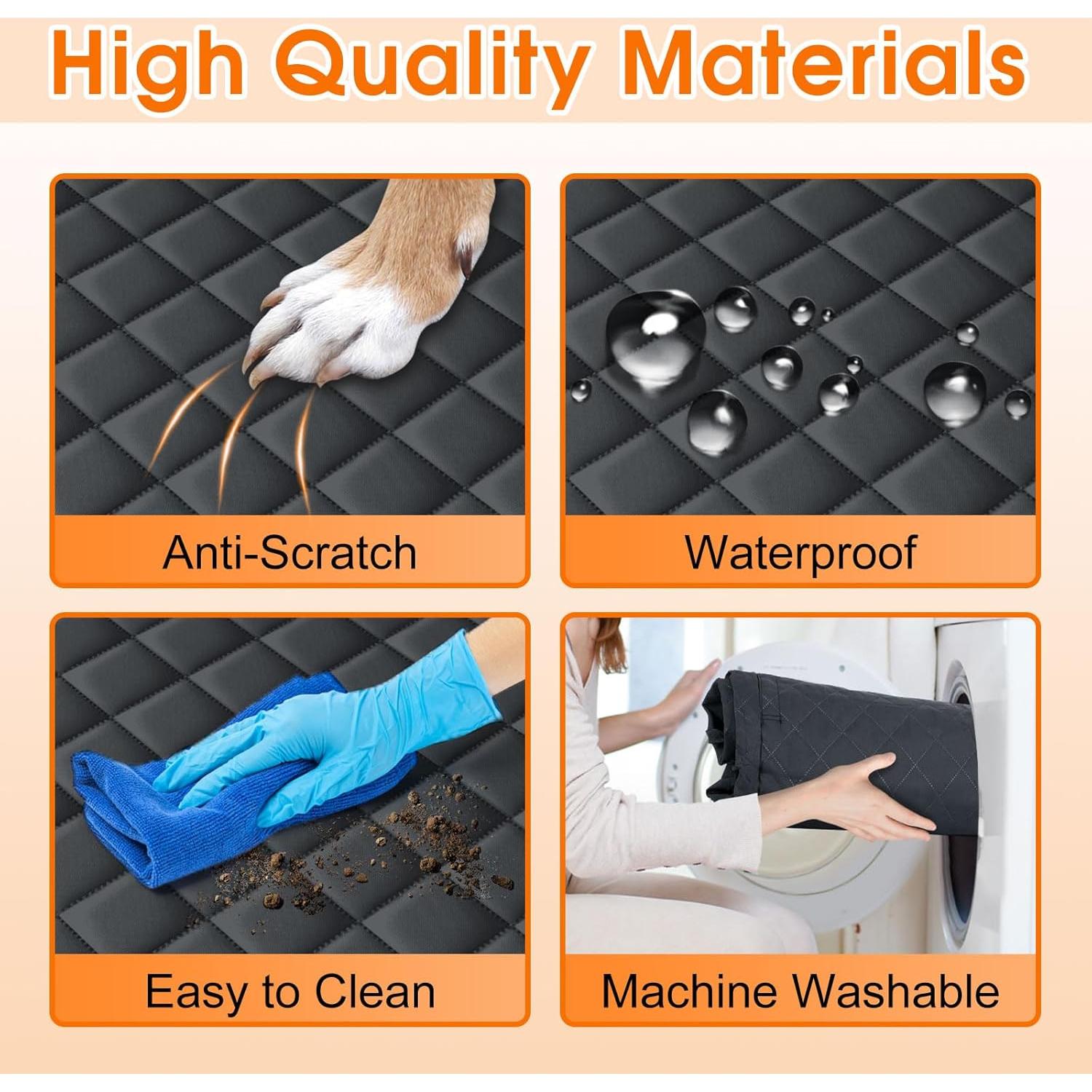 Funda de Asiento de Coche para Perros NECKORY - Impermeable, Antideslizante, Negro