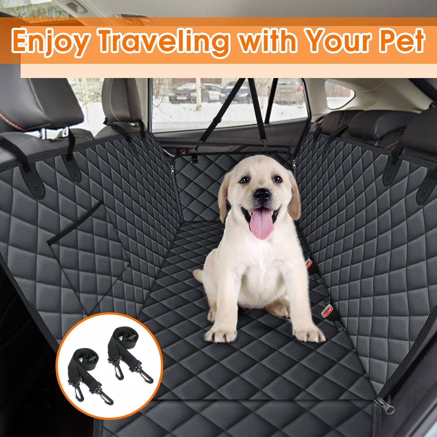 Funda de Asiento de Coche para Perros NECKORY - Impermeable, Antideslizante, Negro
