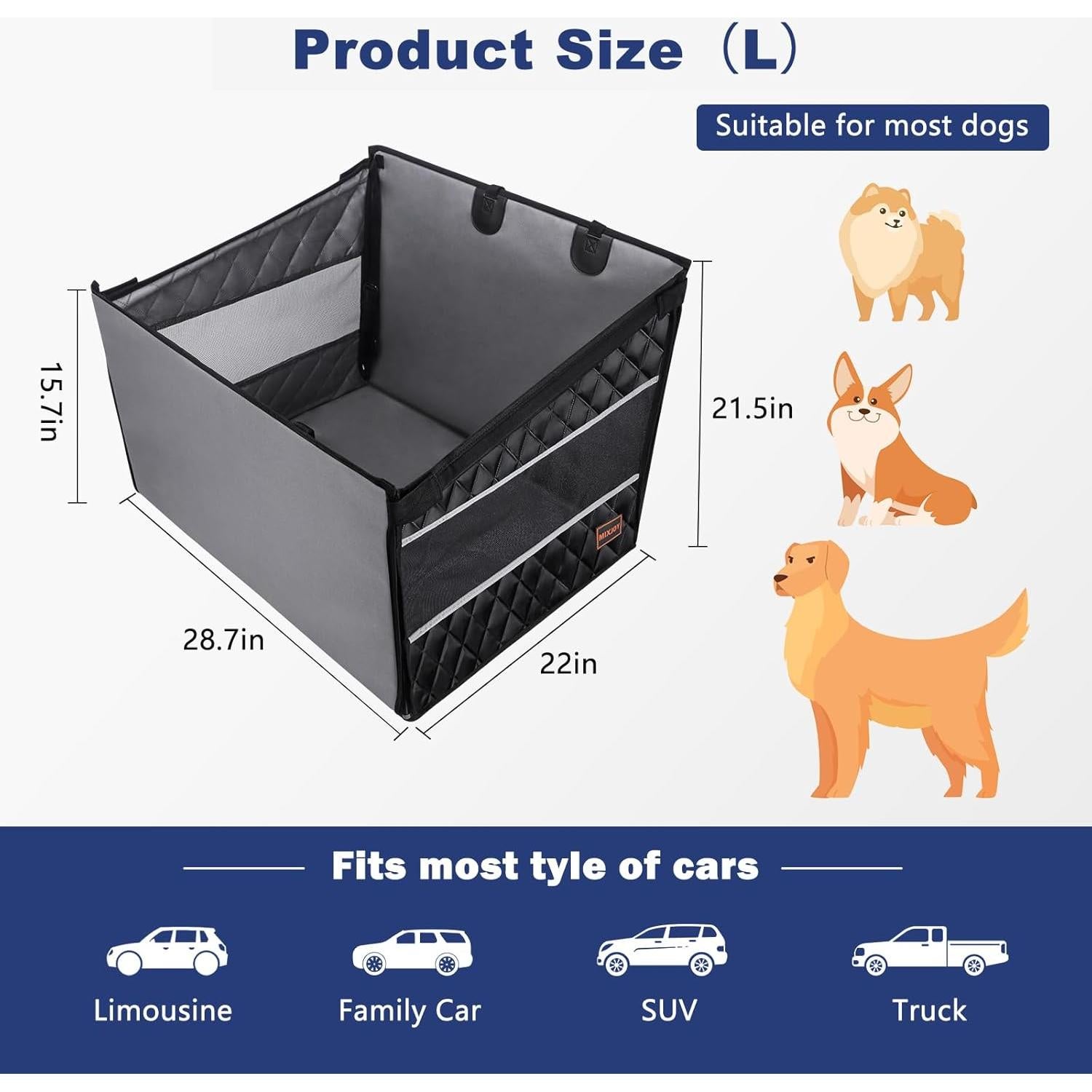 Asiento de Coche para Perros Grandes MIXJOY L Impermeable