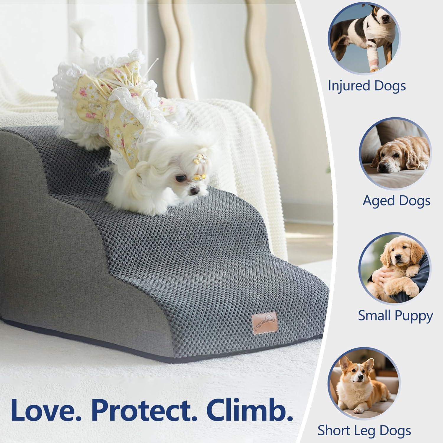 Escalera para Perros GoGoBunny 3 Pasos Gris 39.9 cm Antideslizante