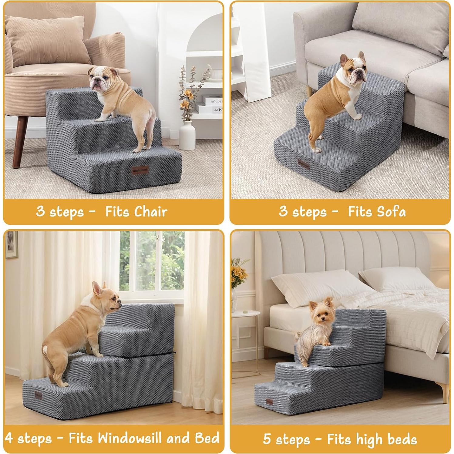 Escalera Antideslizante para Perros y Gatos Aodisman 3 Pasos 34.5 cm