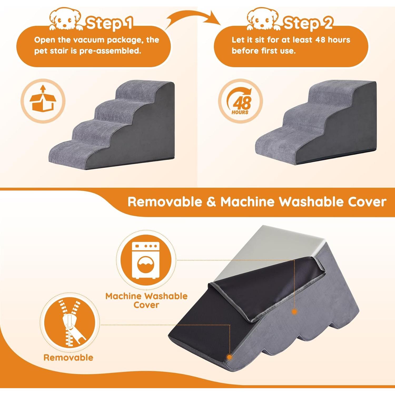 Escalera para Perros Pequeños Ahpmeoa 4 Pasos Antideslizante 50 cm