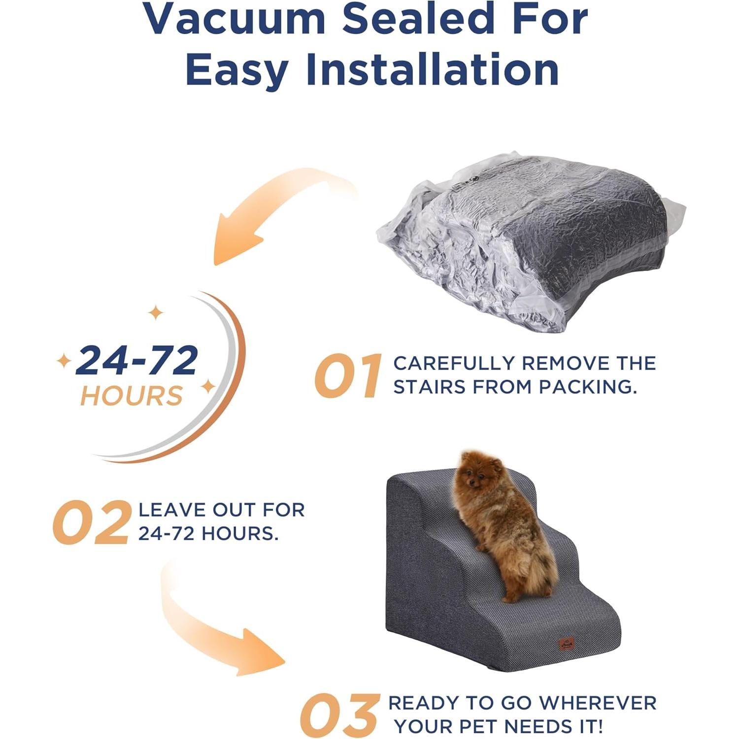 Escalera Curvada para Perros MASSFU 5 Escalones Gris 72.9 cm