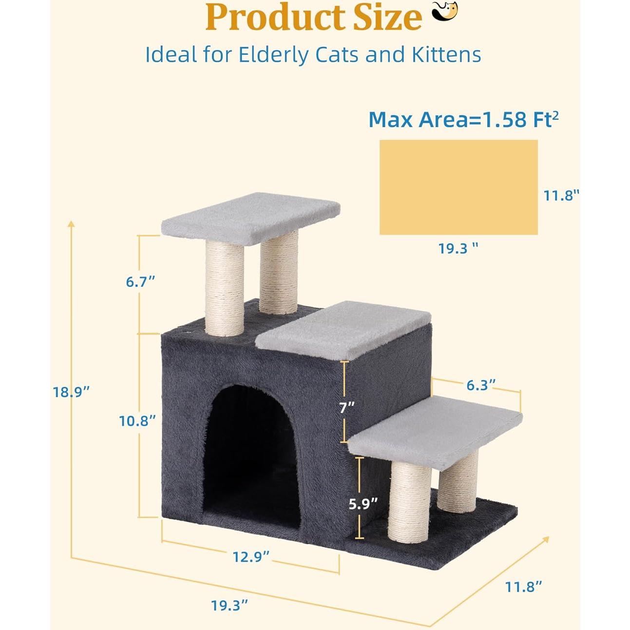 Escaleras para Mascotas Aechonow 3-en-1 con Condominio y Rascador