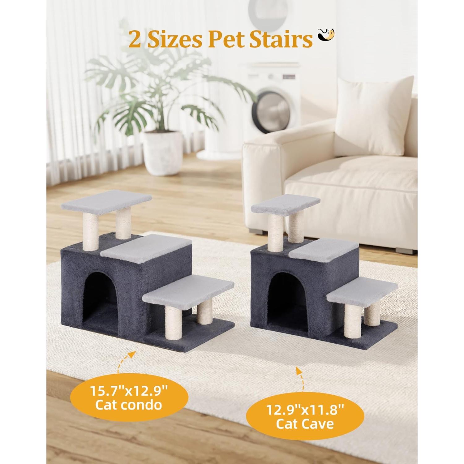 Escaleras para Mascotas Aechonow 3-en-1 con Condominio y Rascador