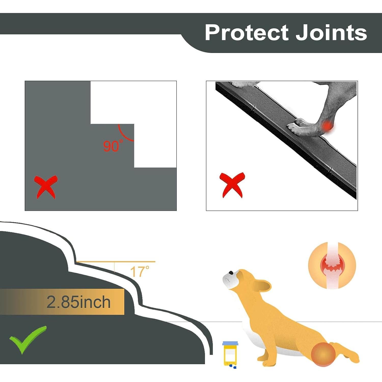 Escalera para Perros MEJYJEM 3 Pasos Antideslizante 60x40cm