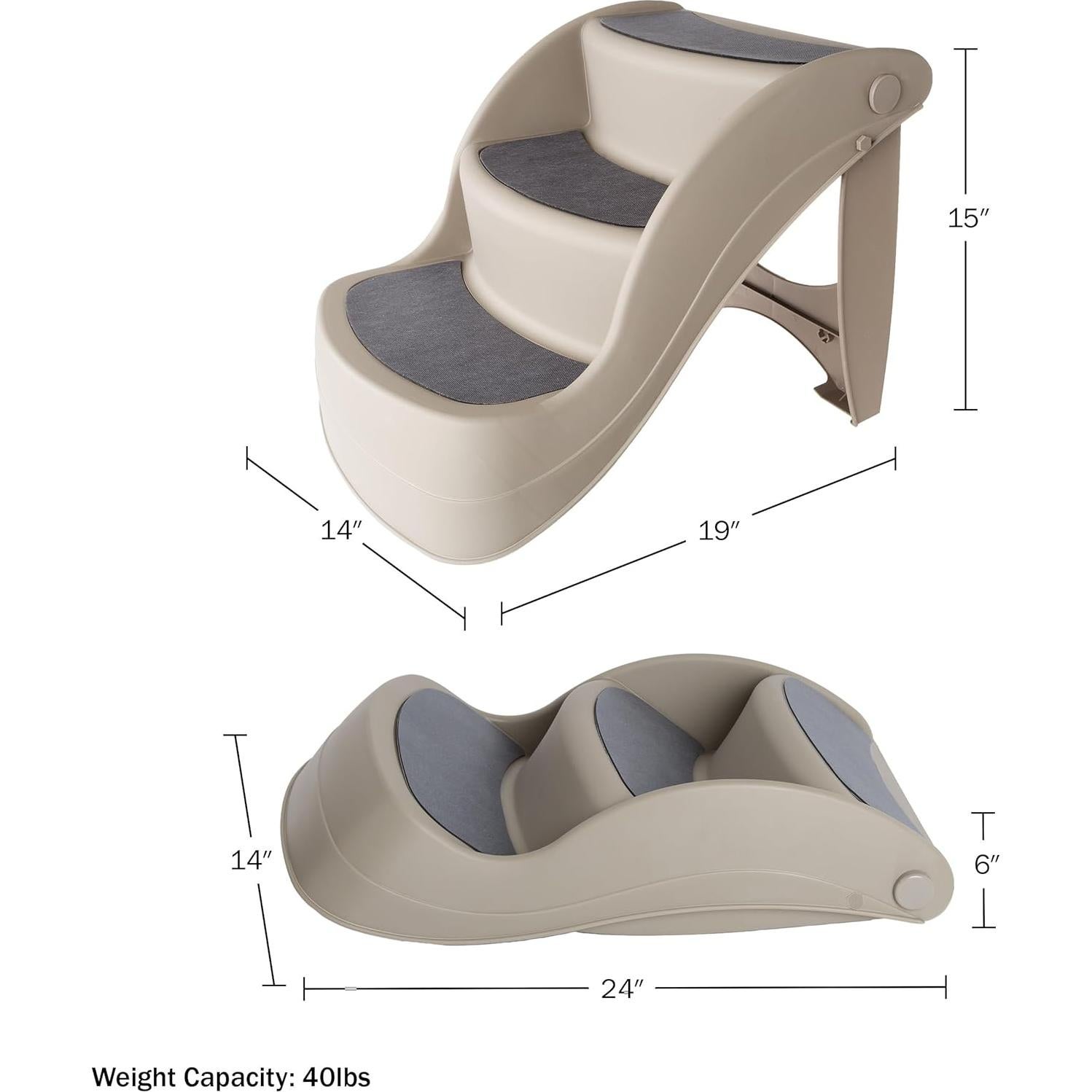 Escaleras para Mascotas PETMAKER 3 Pasos Beige - Duraderas