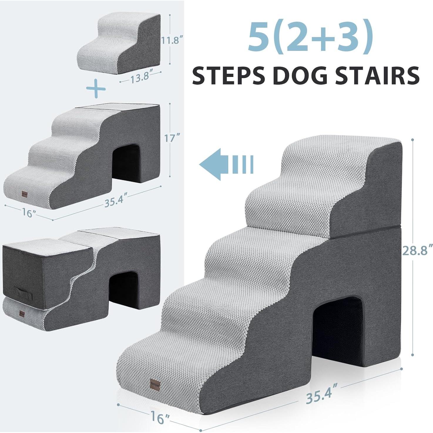 Escalera para Perros Garnpet 5 Pasos Antideslizante Gris