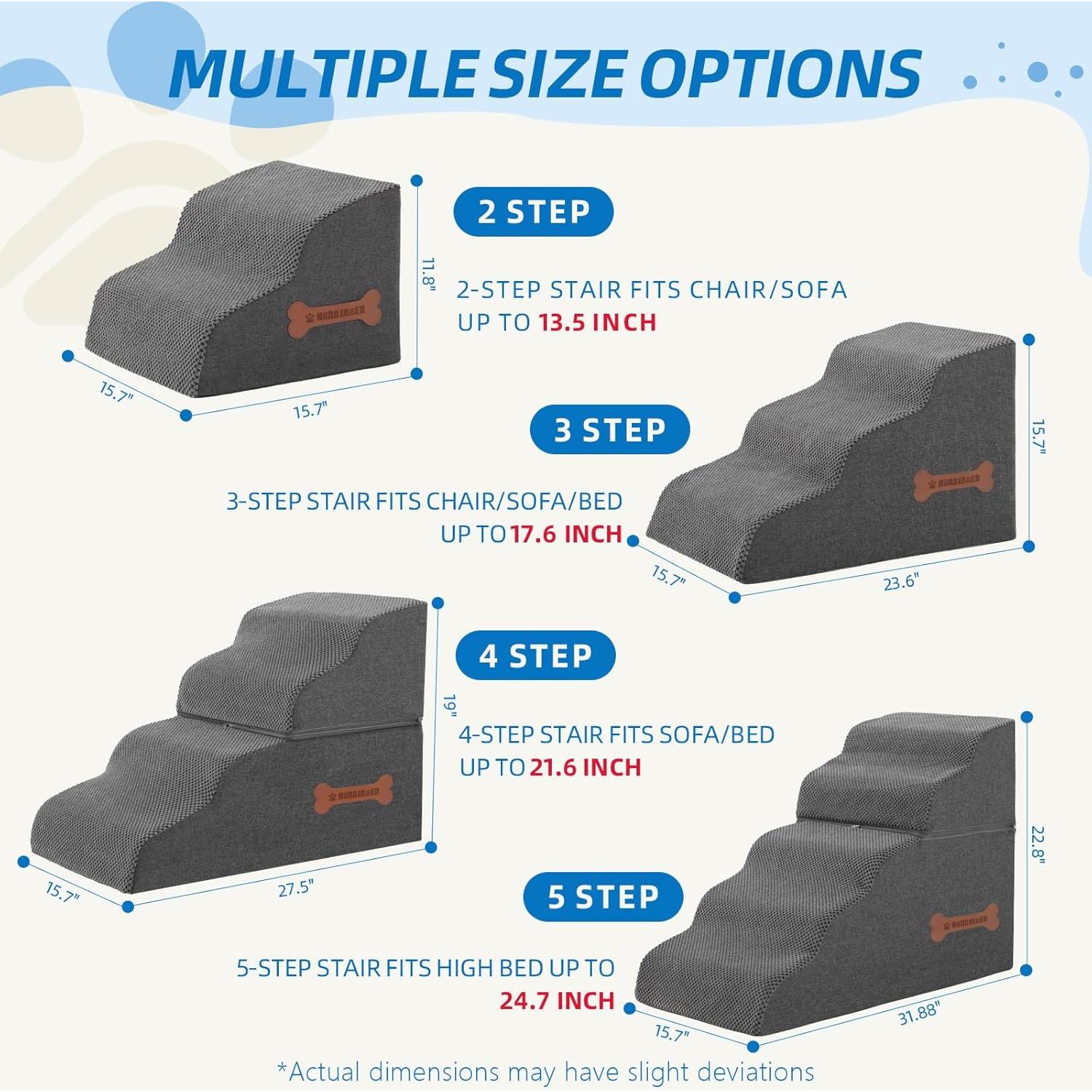 Escalones para Perros Nordjager 4 Pasos Terciopelo Gris 48 cm