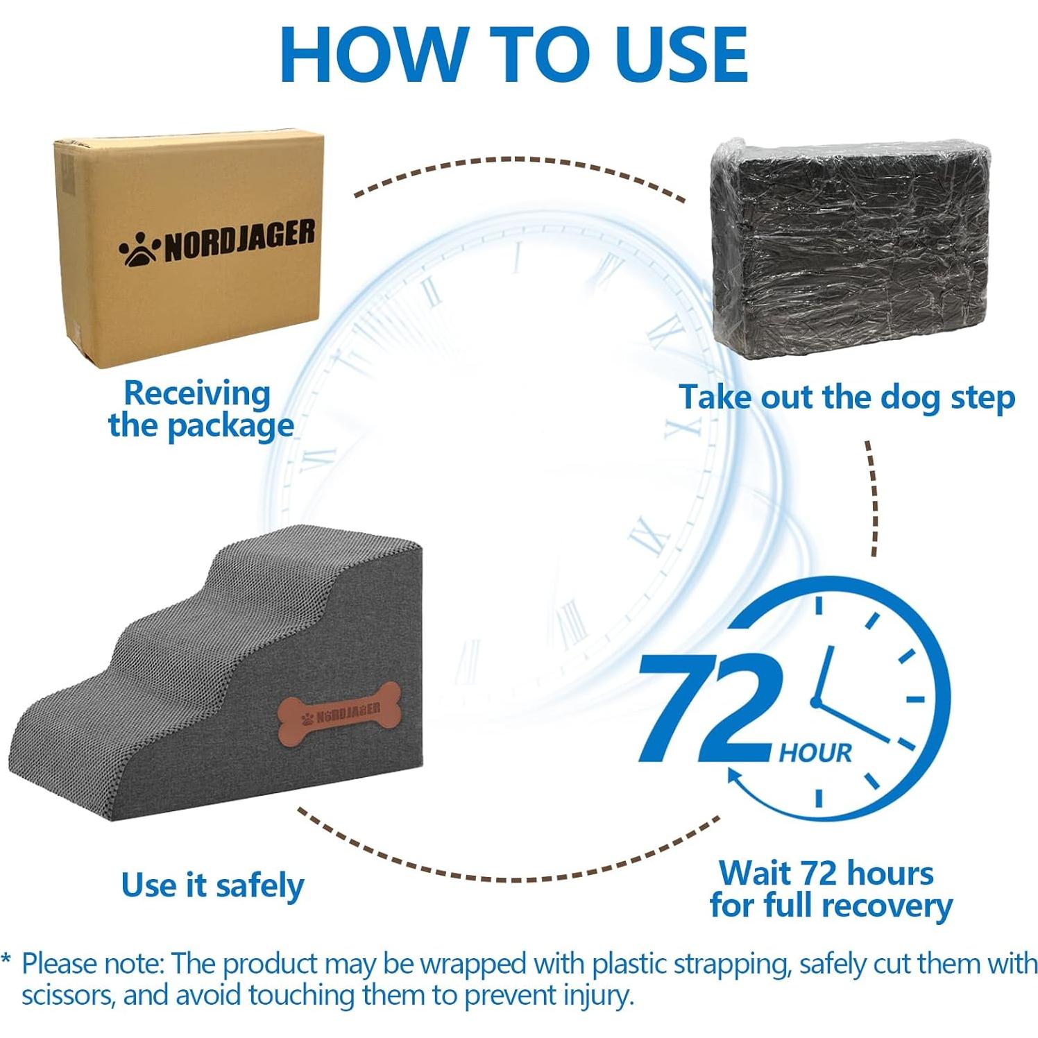 Escalones para Perros Nordjager 4 Pasos Terciopelo Gris 48 cm