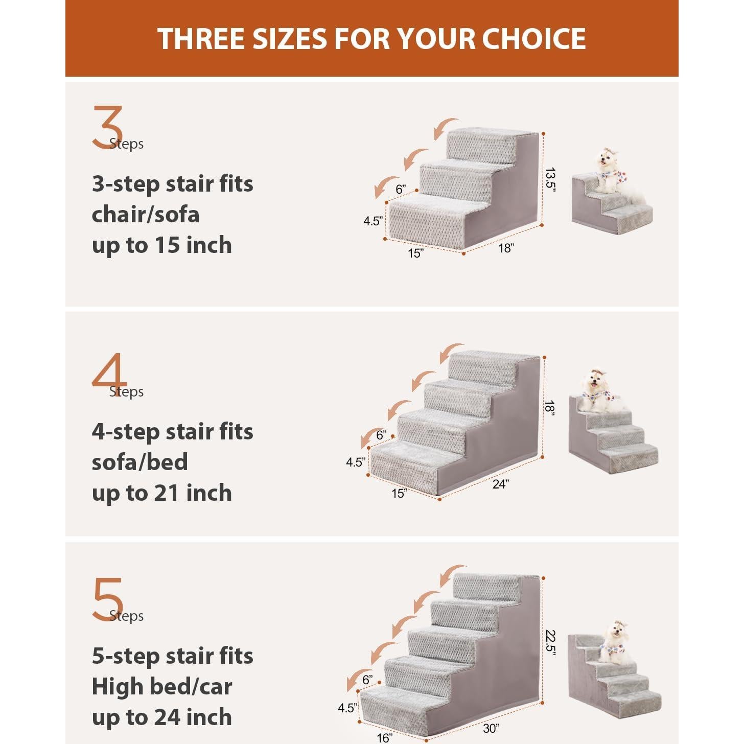 Escaleras para Perros Vfrog 4 Pasos Antideslizantes 44.5 cm