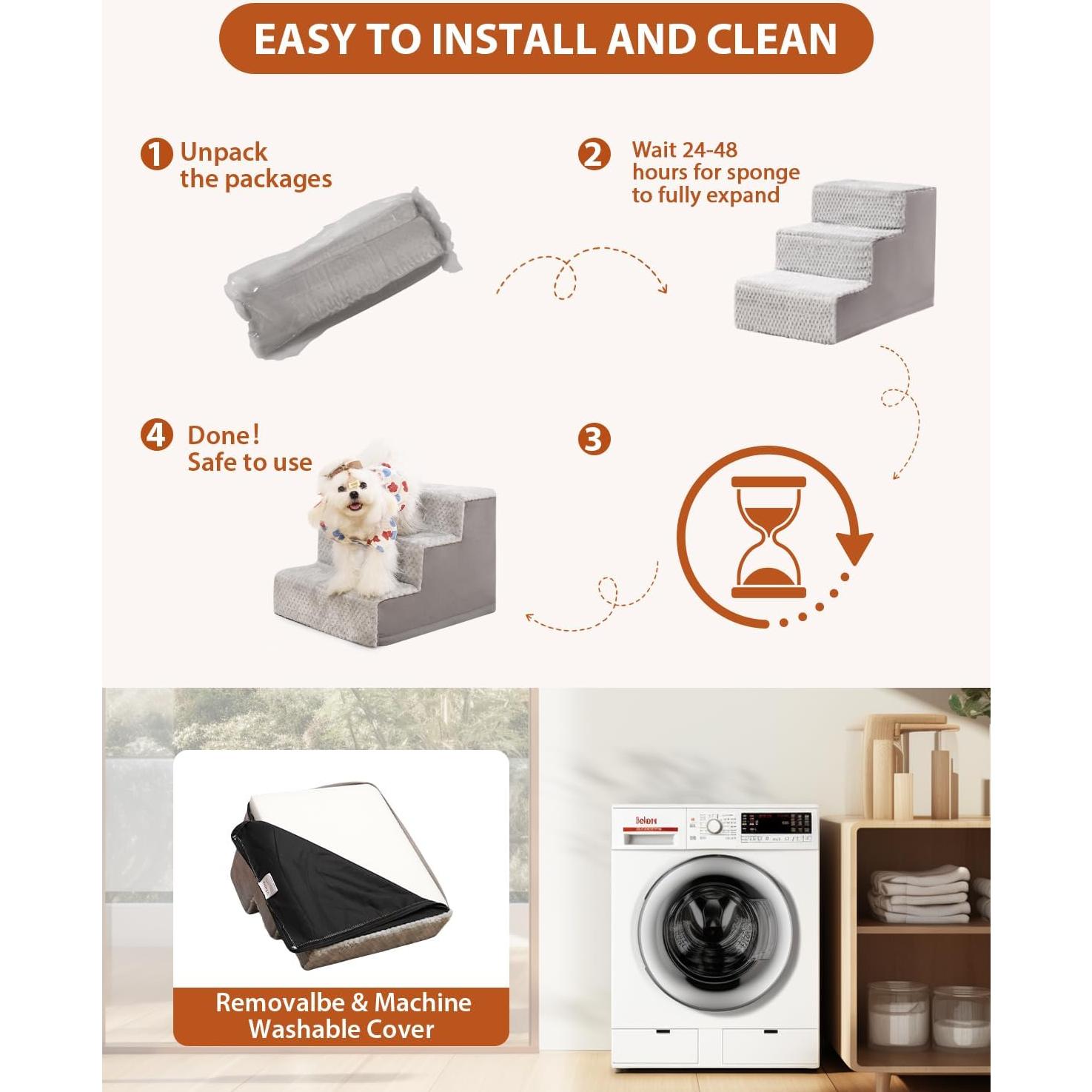 Escaleras para Perros Vfrog 4 Pasos Antideslizantes 44.5 cm