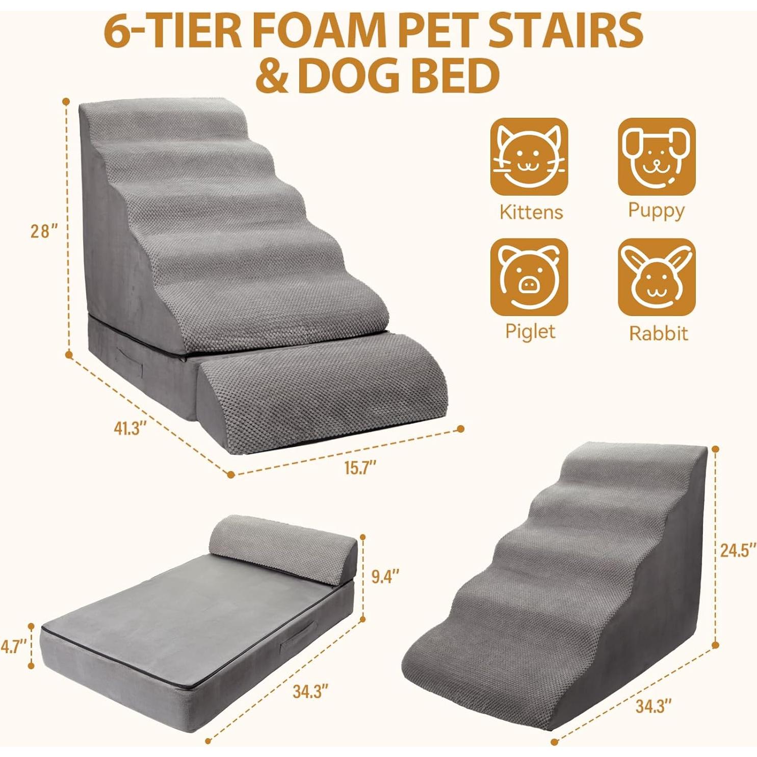 Escaleras para Perros A.FATI 6 Pasos Antideslizantes 76.2 cm