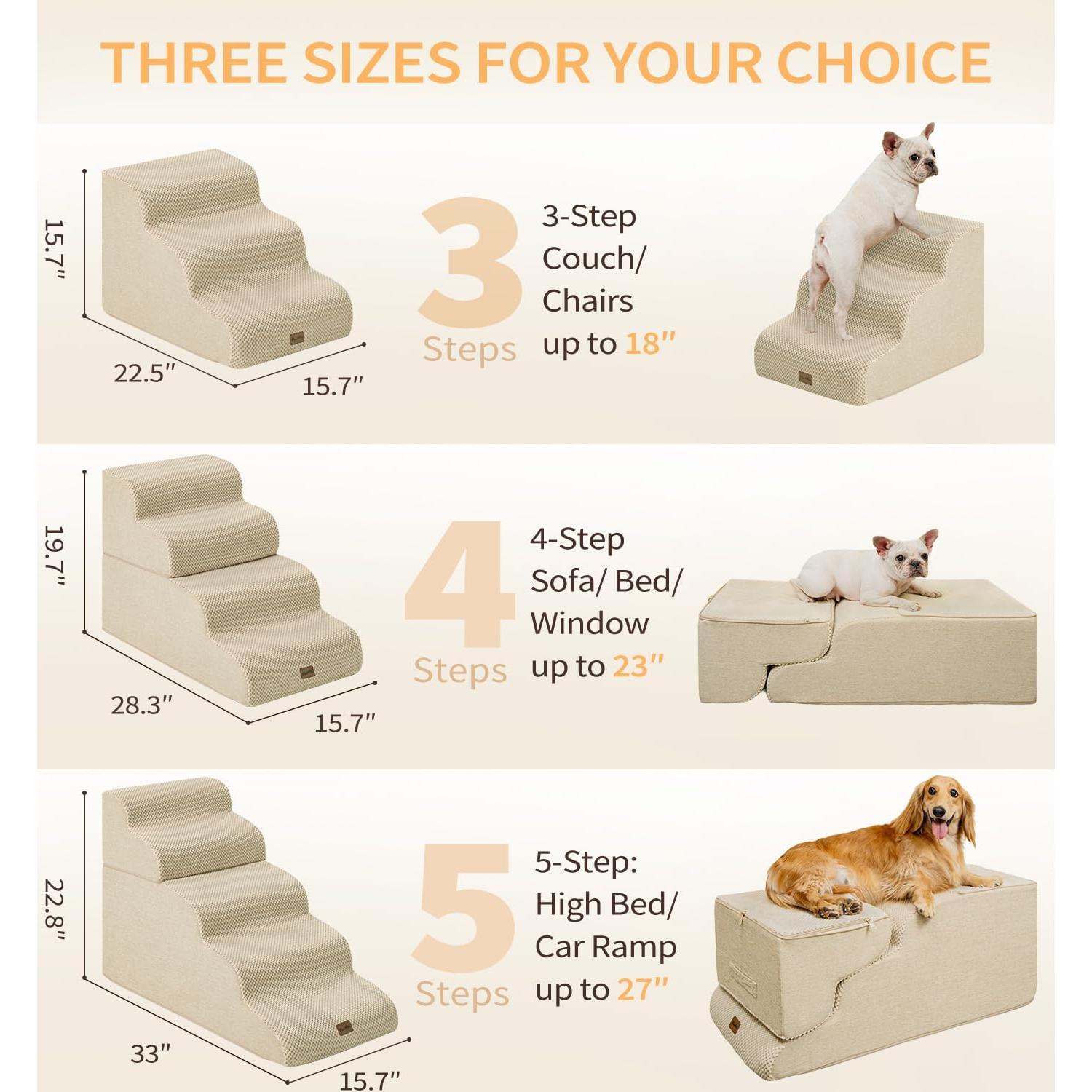 Escalera para Perros Made4Pets 5 Pasos Antideslizante Beige