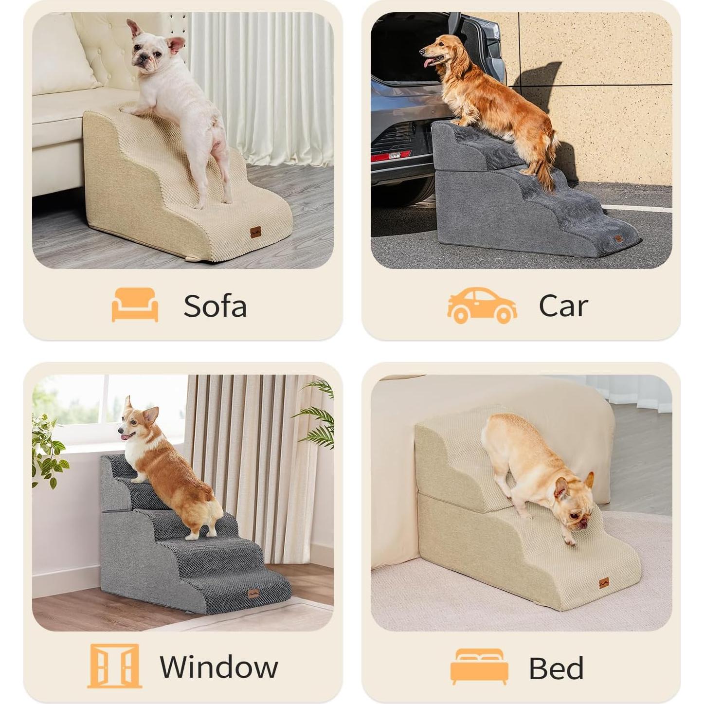 Escalera para Perros Made4Pets 5 Pasos Antideslizante Beige