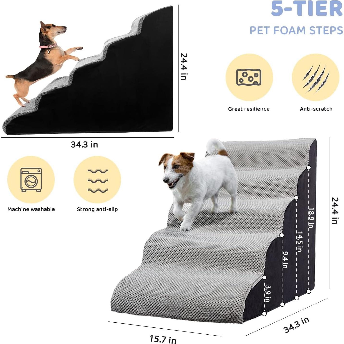 Escalera para Perros LitaiL de 62 cm 5 Pasos para Camas Altas