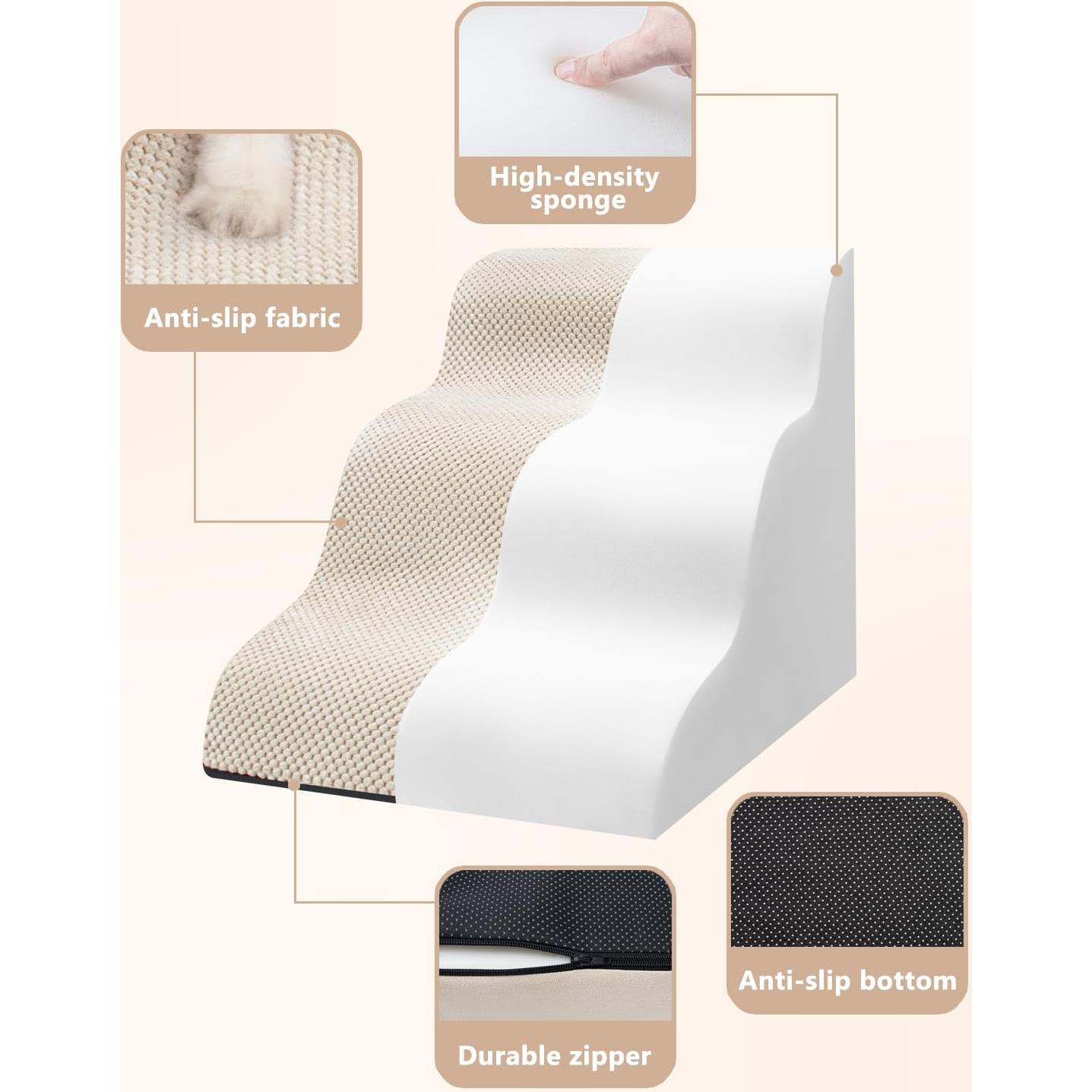 Escalera para Perros Aodisman 3 Pasos Beige Antideslizante