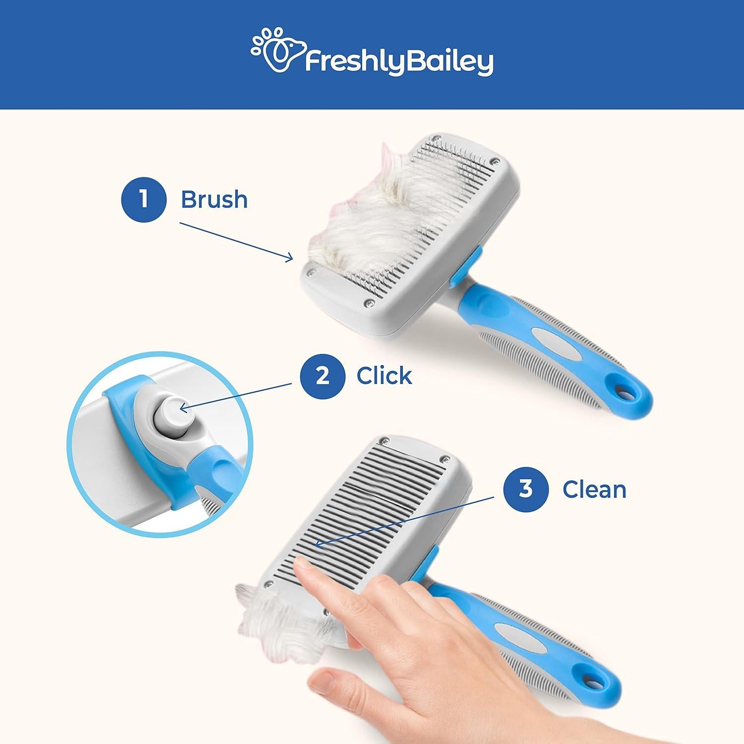 Cepillo Autolimpiante Freshly Bailey para Perros y Gatos - Pelo Medio a Largo
