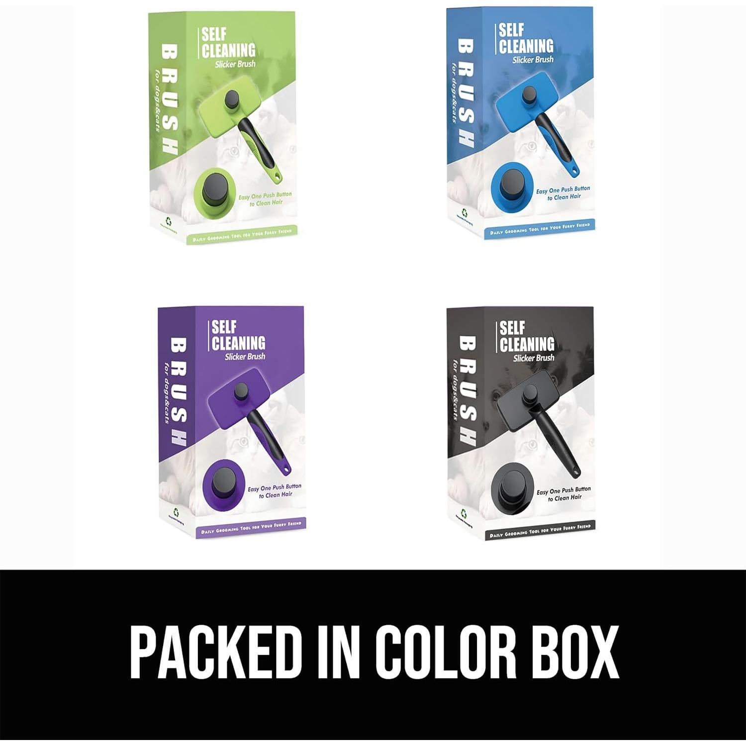 Cepillo Autolimpiante OEFEO para Perros y Gatos Verde