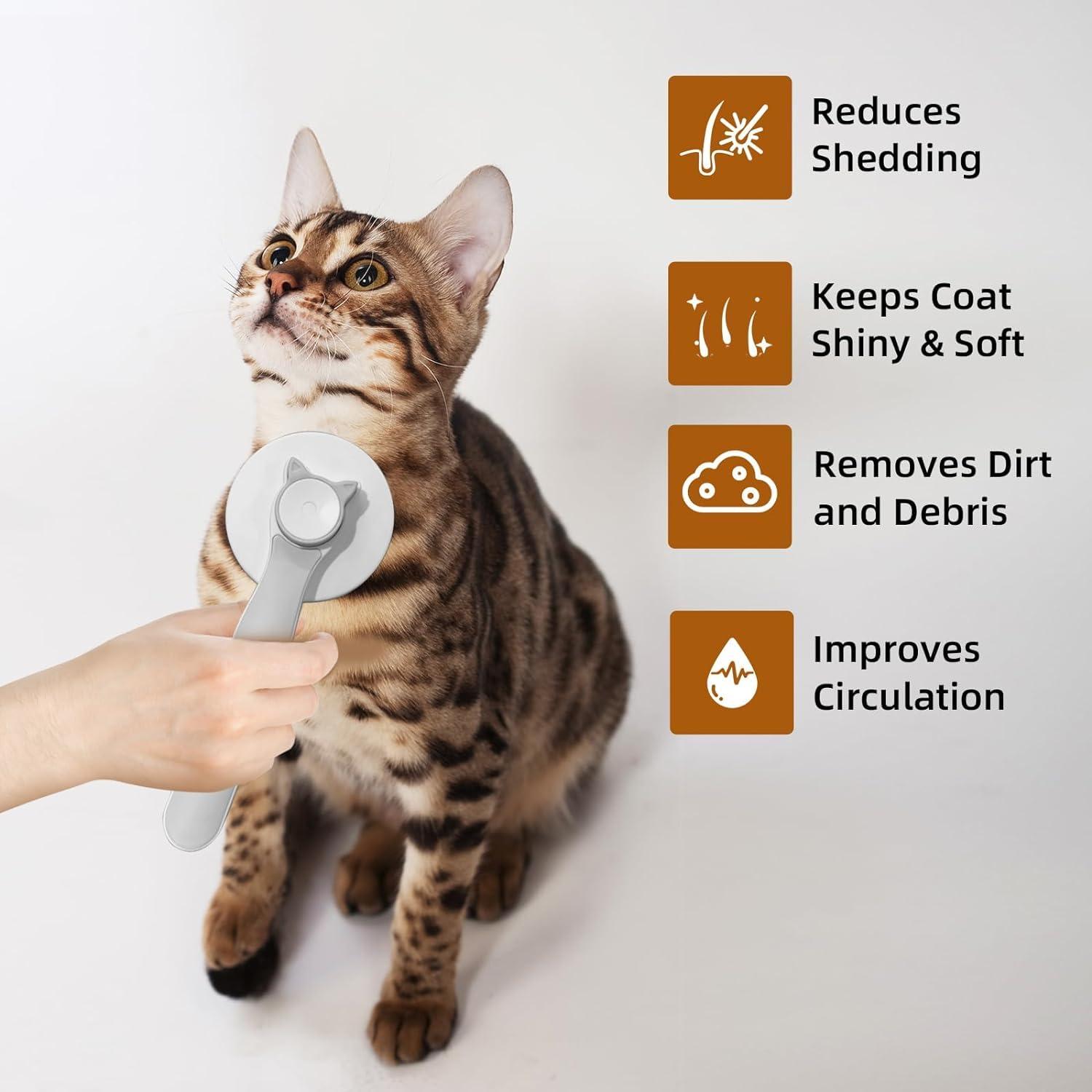 Cepillo Slicker Autolimpiante para Gatos y Perros Rosa - Mango Ergonómico