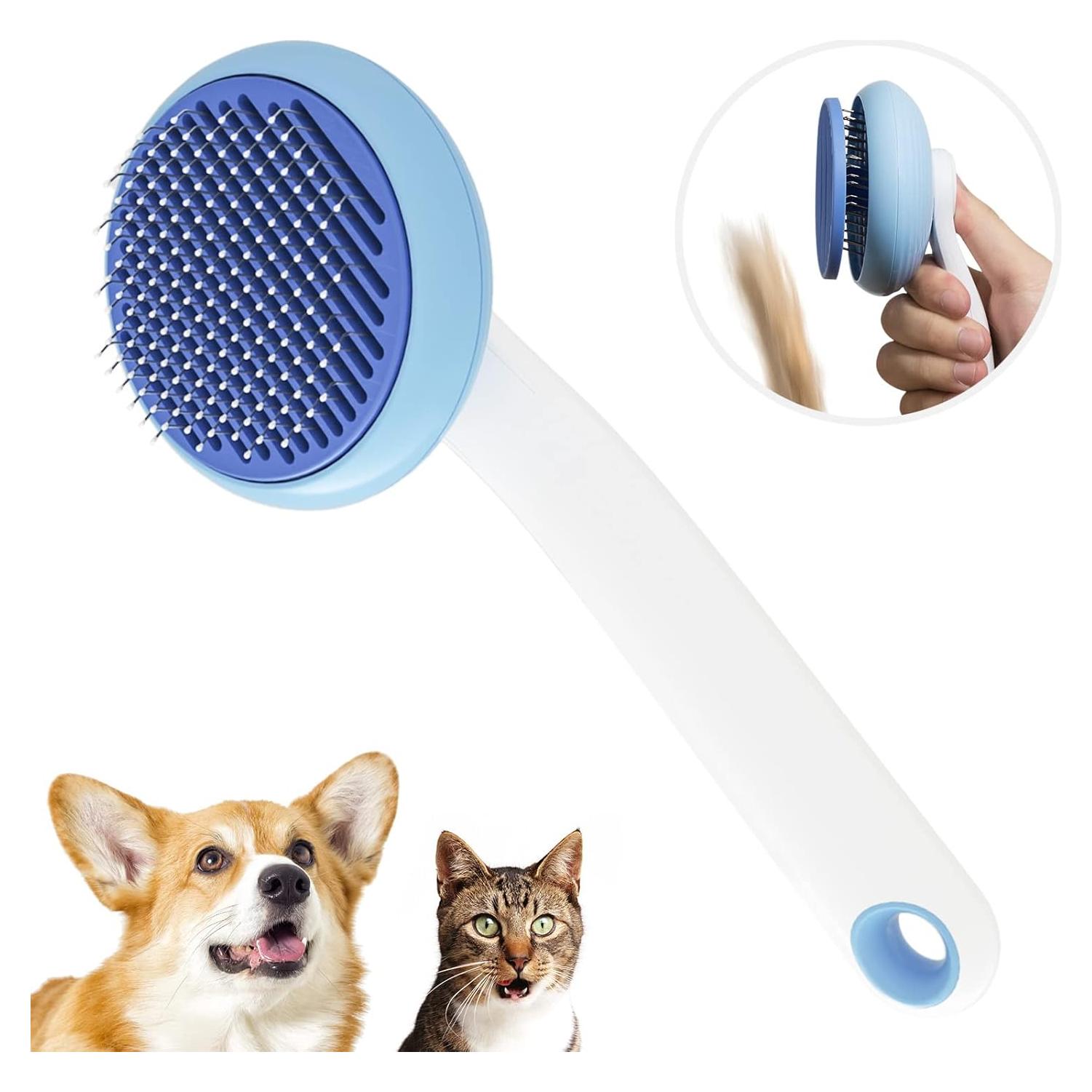 Cepillo Autolimpiante GULIGULI para Mascotas Azul 20.3cm