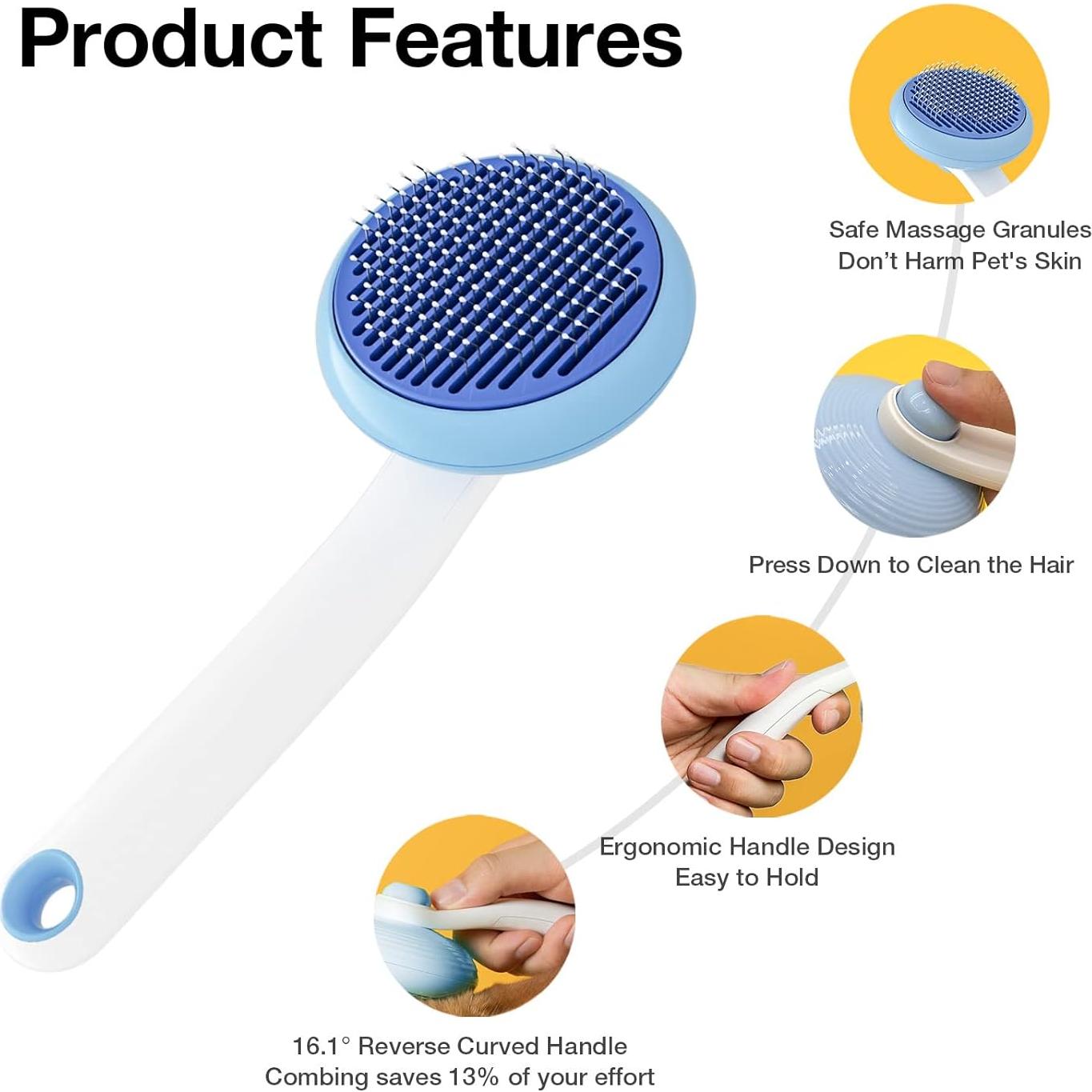 Cepillo Autolimpiante GULIGULI para Mascotas Azul 20.3cm