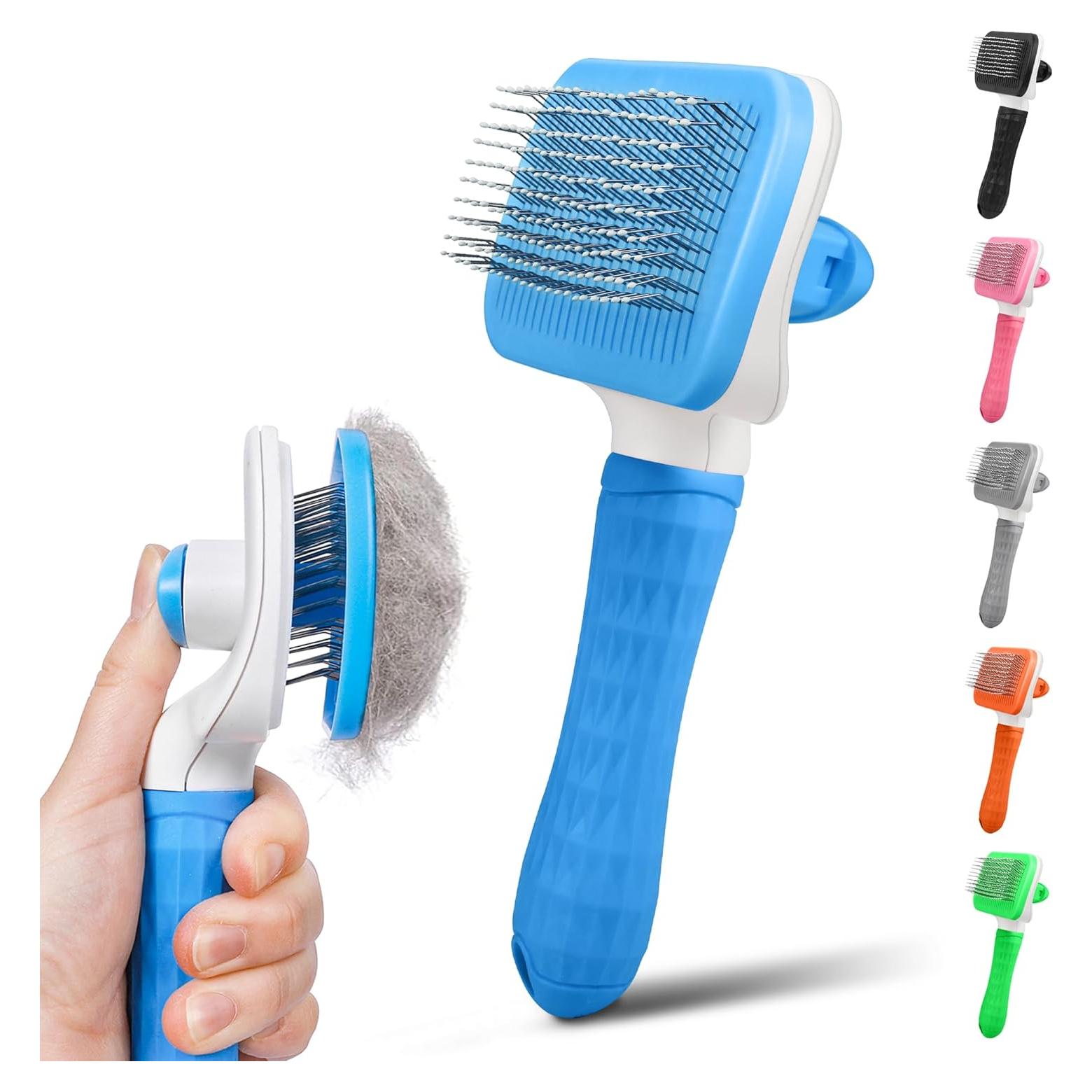 Cepillo Slicker Autolimpiante PWOD para Perros y Gatos Azul