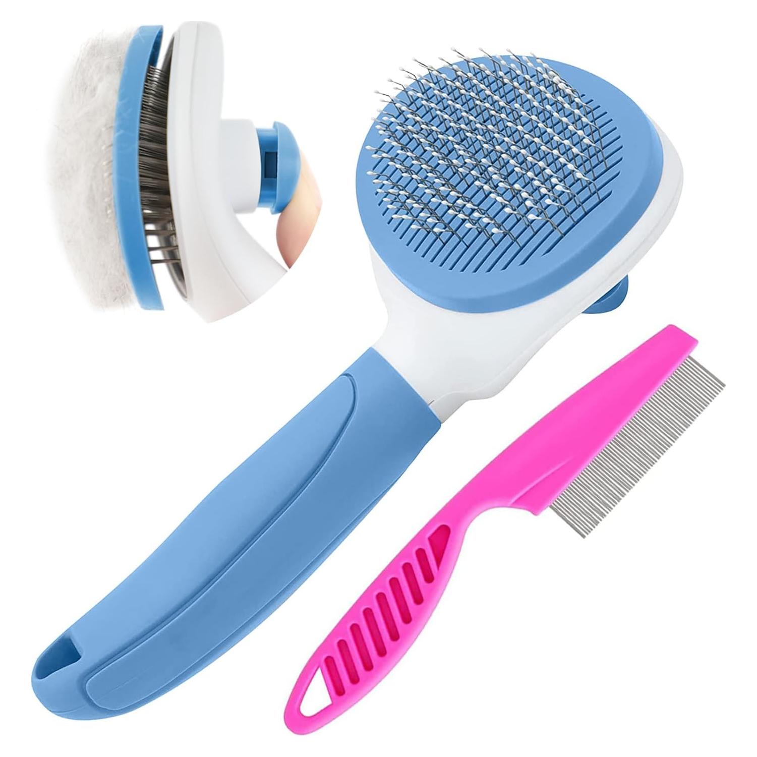 Cepillo Slicker Autolimpiante KALAMANDA para Gatos Azul