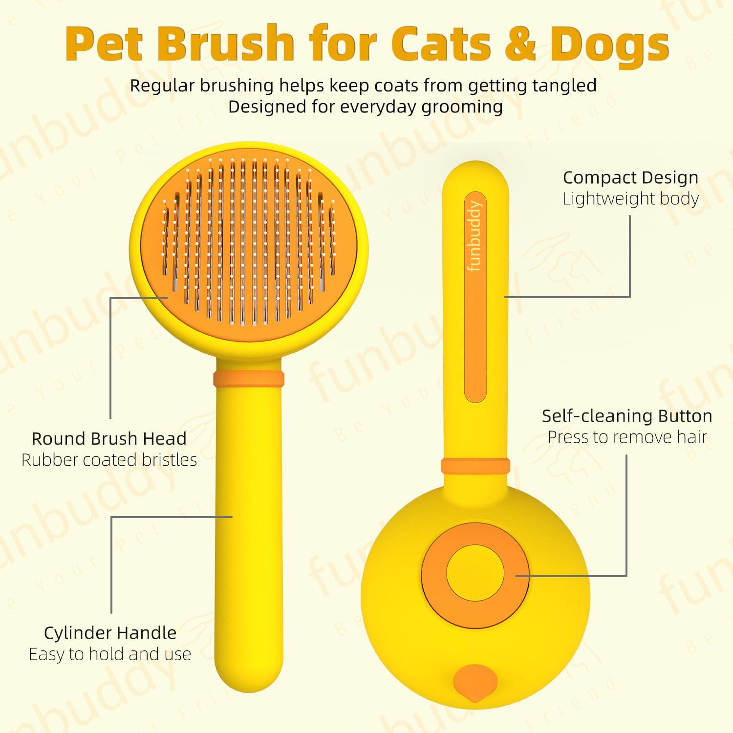 Cepillo Slicker Autolimpiante Funbuddy para Gatos y Perros