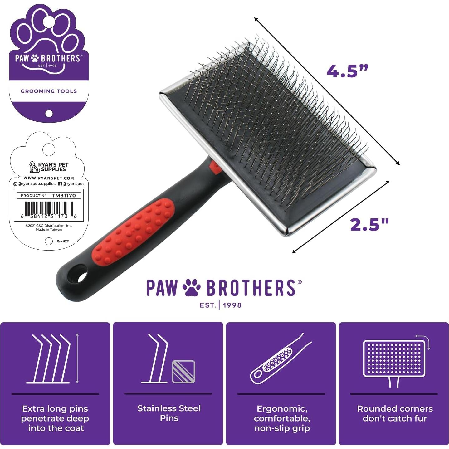Cepillo Slicker Profesional Paw Brothers - Púas Extra Largas