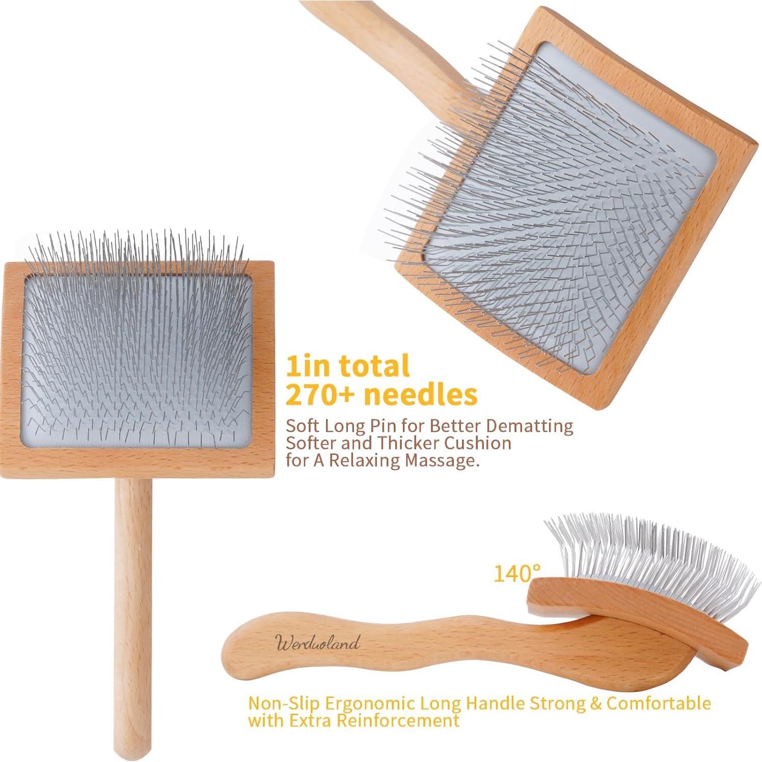 Cepillo Slicker Ergonómico para Perros Werduoland - 19.7x10.2cm