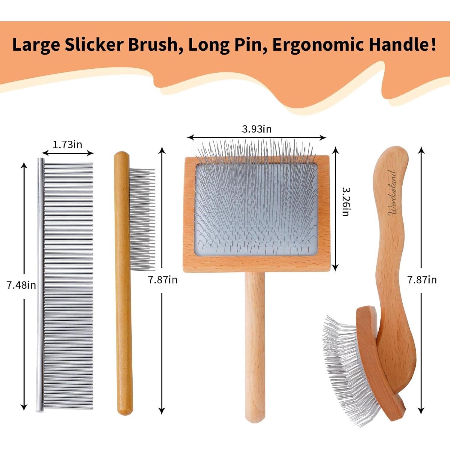 Cepillo Slicker Ergonómico para Perros Werduoland - 19.7x10.2cm