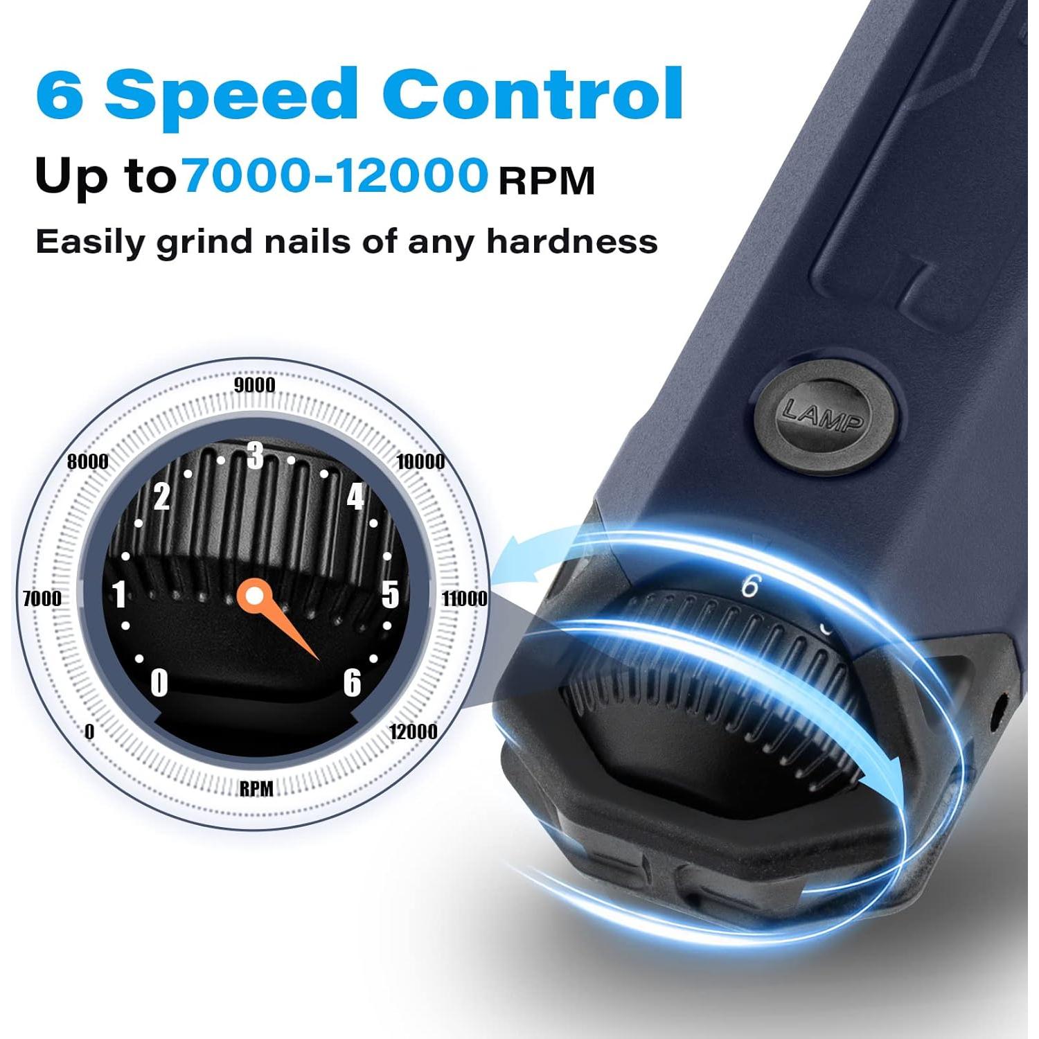 Molinillo de Uñas Eléctrico Casfuy Azul 6 Velocidades Recargable