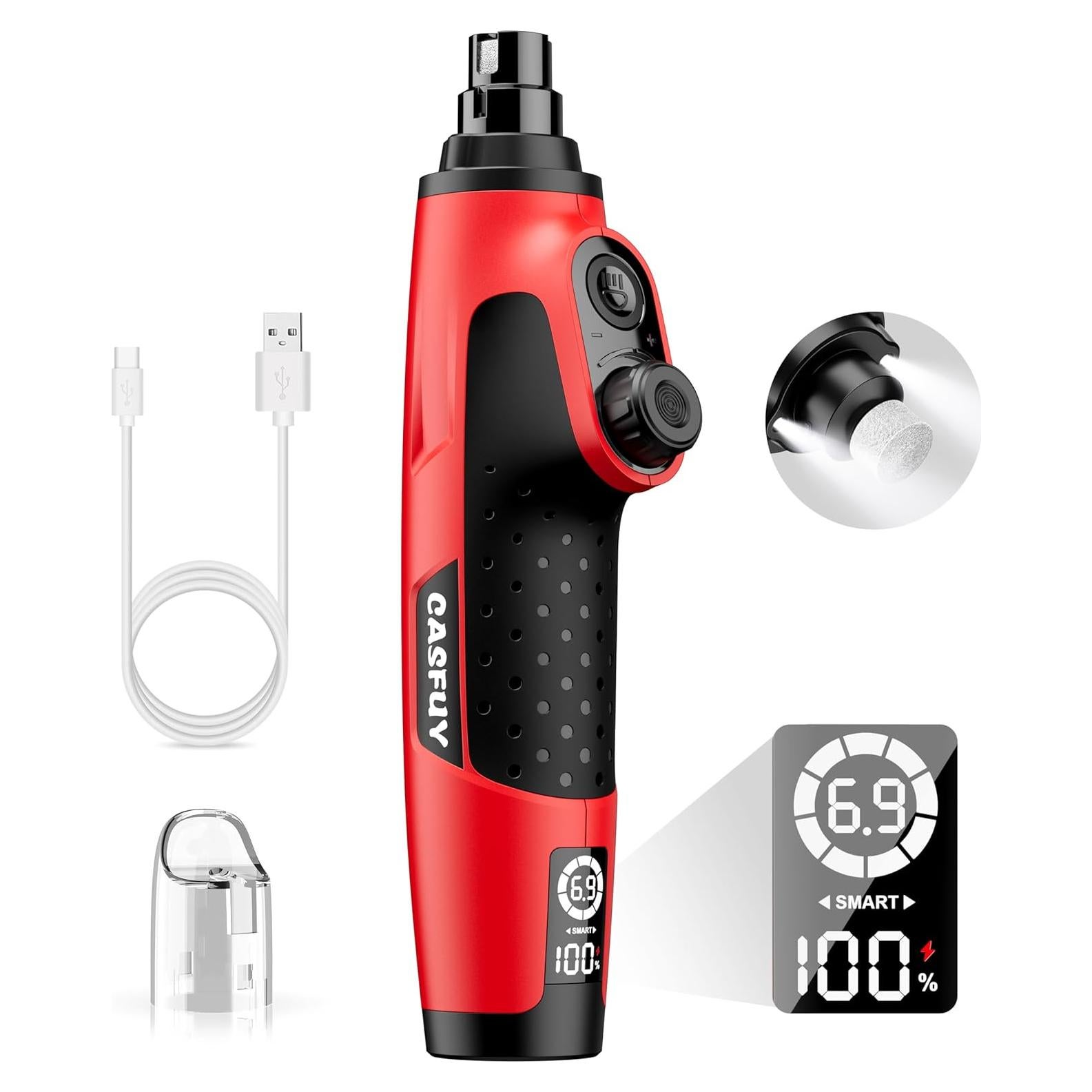 Cortador de Uñas Eléctrico Casfuy N90 con 6 Velocidades y LED