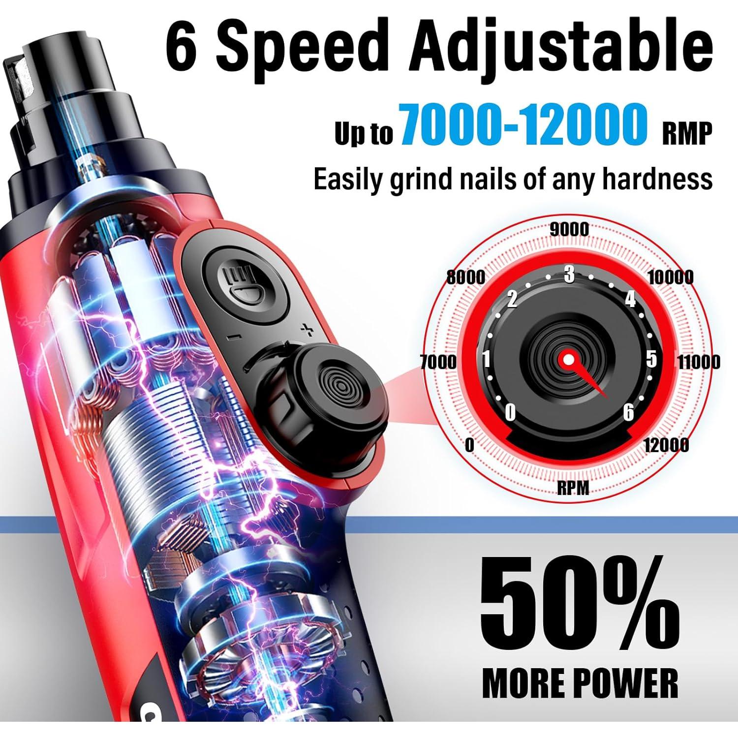 Cortador de Uñas Eléctrico Casfuy N90 con 6 Velocidades y LED